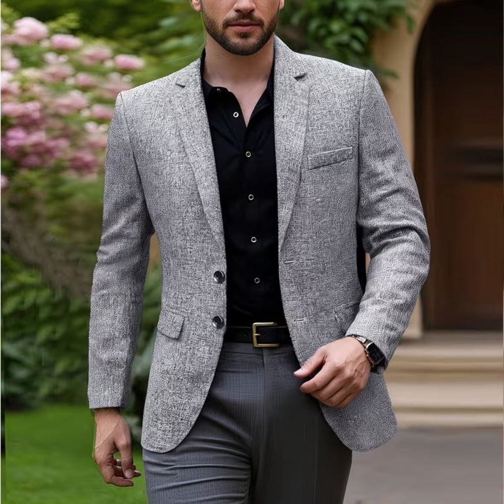 Source Unknown Gray Textured Sport Coat